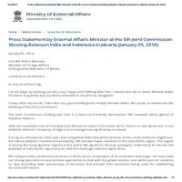Press Statement by External Affairs 